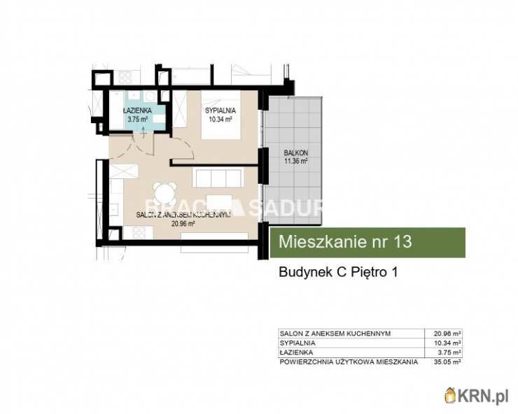 2 pokojowe, Mieszkanie  na sprzedaż, Kraków, Wzgórza Krzesławickie, ul. Kantorowicka