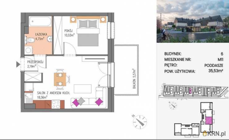 Siechnice, ul. , 2 pokojowe, Mieszkanie  na sprzedaż