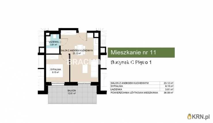 2 pokojowe, Mieszkanie  na sprzedaż, Kraków, Wzgórza Krzesławickie, ul. Kantorowicka