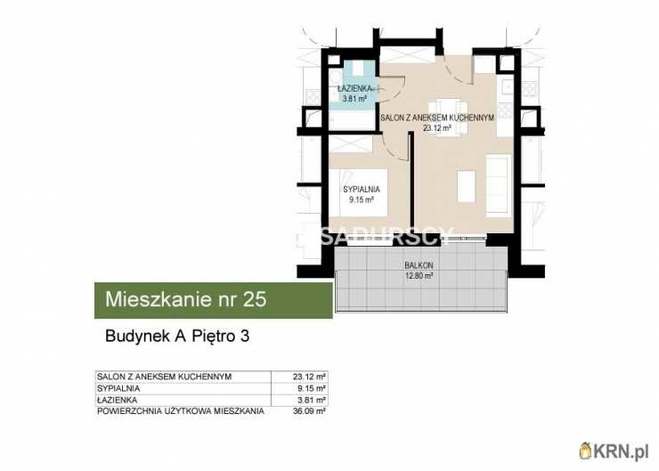 2 pokojowe, Mieszkanie  na sprzedaż, Kraków, Wzgórza Krzesławickie, ul. Kantorowicka