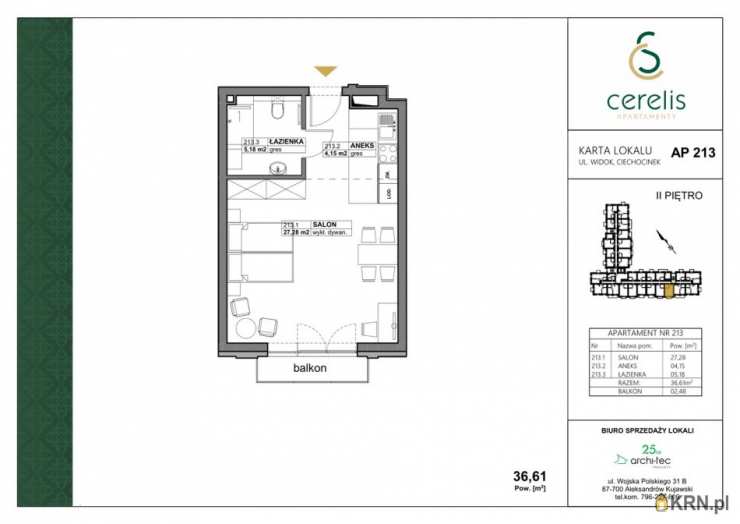Mieszkanie  na sprzedaż, Ciechocinek, ul. Widok, 1 pokojowe