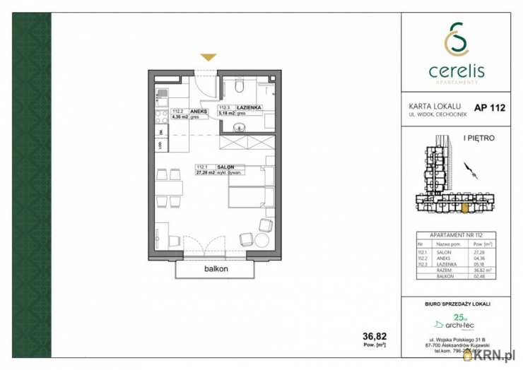 Mieszkanie  na sprzedaż, Ciechocinek, ul. Widok, 1 pokojowe