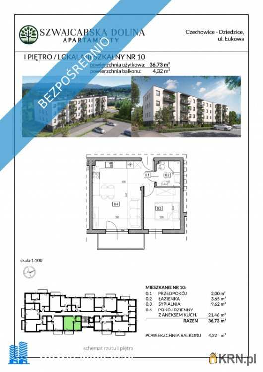 Mieszkanie  na sprzedaż, 2 pokojowe, Czechowice-Dziedzice, ul. Łukowa