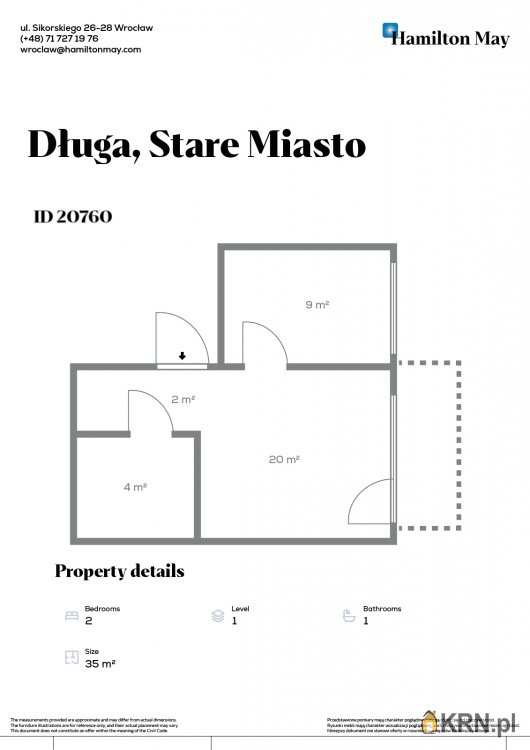 Mieszkanie  do wynajęcia, 2 pokojowe, Wrocław, Stare Miasto/Szczepin, ul. Długa