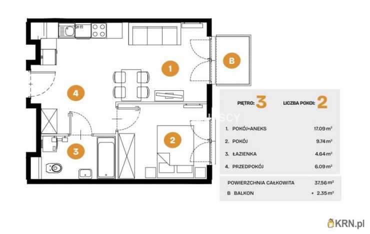 Mieszkanie  na sprzedaż, Kraków, Bronowice, ul. Na Błonie, 2 pokojowe