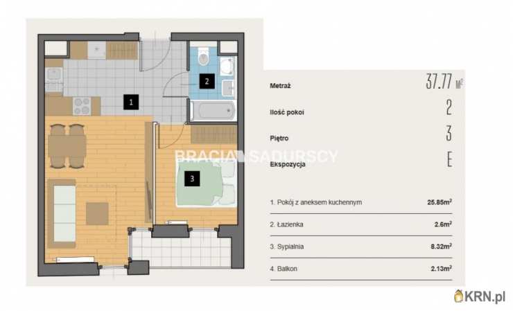 Kraków, Krowodrza, ul. Kijowska, Mieszkanie  na sprzedaż, 2 pokojowe