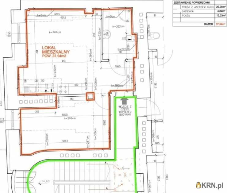 2 pokojowe, Mieszkanie  na sprzedaż, Kraków, Stare Miasto, ul. O. Kolberga