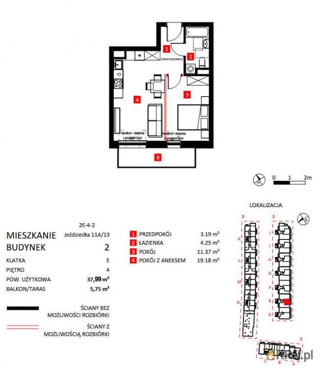 2 pokojowe, Mieszkanie  na sprzedaż, Wrocław, Krzyki, ul. 