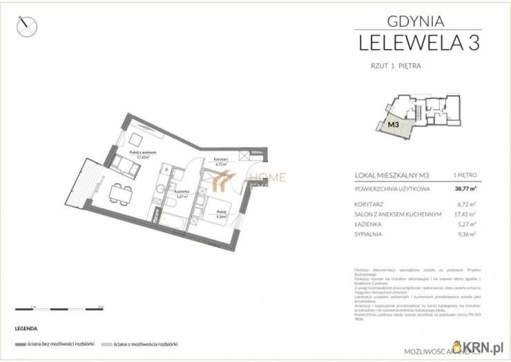 2 pokojowe, Mieszkanie  na sprzedaż, Gdynia, Działki Leśne, ul. J. Lelewela