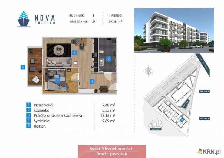 2 pokojowe, Mieszkanie  na sprzedaż, Kołobrzeg, ul. 