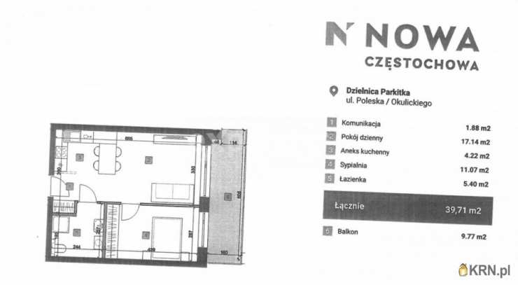 Mieszkanie  na sprzedaż, 2 pokojowe, Częstochowa, Częstochówka-Parkitka/Parkitka, ul. Poleska