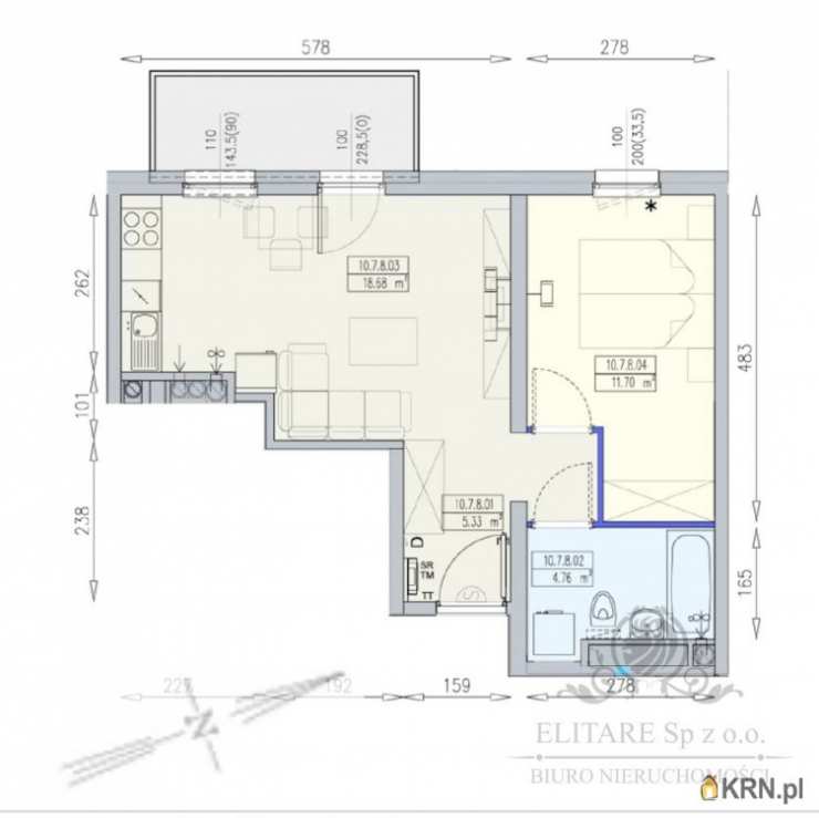 2 pokojowe, Mieszkanie  na sprzedaż, Wrocław, Krzyki, ul. 