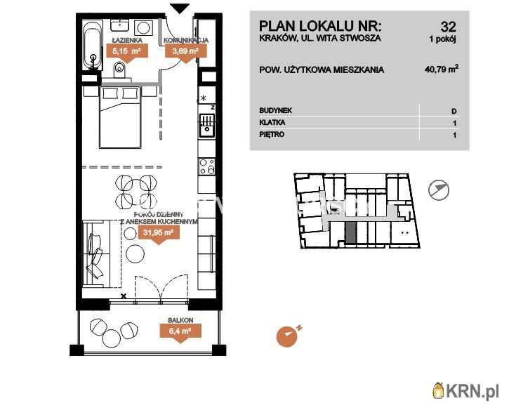 Kraków, Zwierzyniec, ul. Stwosza, Mieszkanie  na sprzedaż, 1 pokojowe