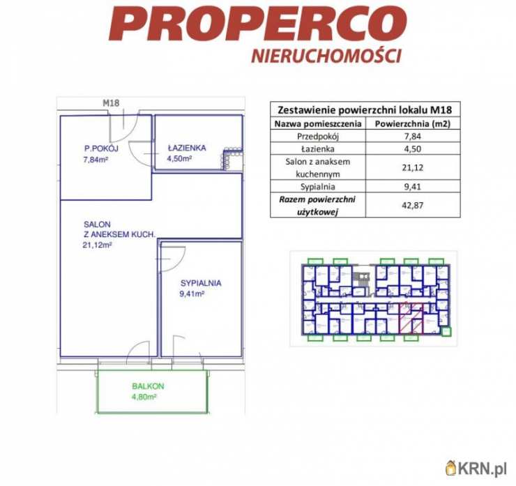 2 pokojowe, Mieszkanie  na sprzedaż, Jędrzejów, ul. 