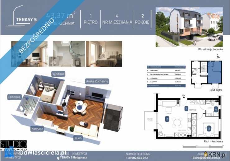 Bydgoszcz, Szwederowo, ul. Terasy, 2 pokojowe, Mieszkanie  na sprzedaż