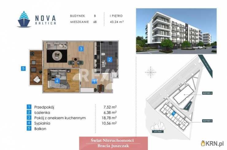 Mieszkanie  na sprzedaż, 2 pokojowe, Kołobrzeg, ul. 