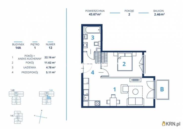 Kraków, Dębniki/Ruczaj, ul. Czerwone Maki, Mieszkanie  na sprzedaż, 2 pokojowe