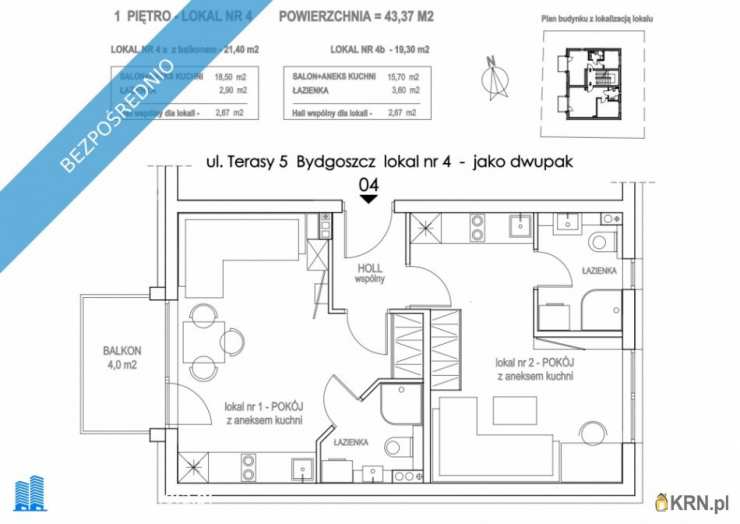 Bydgoszcz, Szwederowo, ul. Terasy, Mieszkanie  na sprzedaż, 2 pokojowe