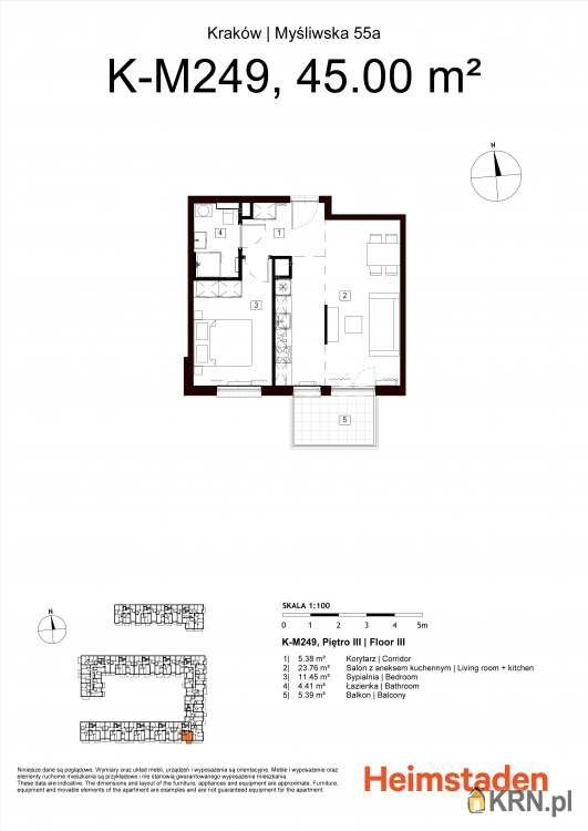 Mieszkanie  na sprzedaż, 2 pokojowe, Kraków, Podgórze/Płaszów, ul. Myśliwska