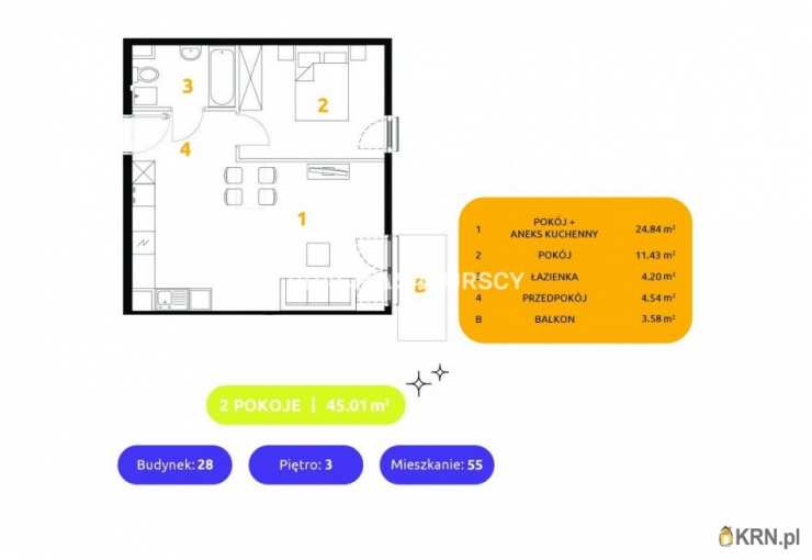Kraków, Prądnik Biały, ul. 29 Listopada, Mieszkanie  na sprzedaż, 2 pokojowe