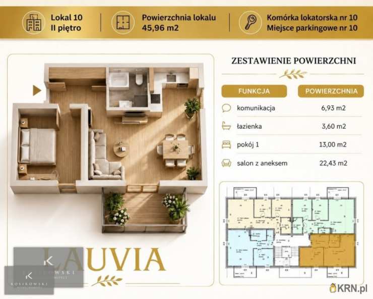 Namysłów, ul. B. Leśmiana, 2 pokojowe, Mieszkanie  na sprzedaż