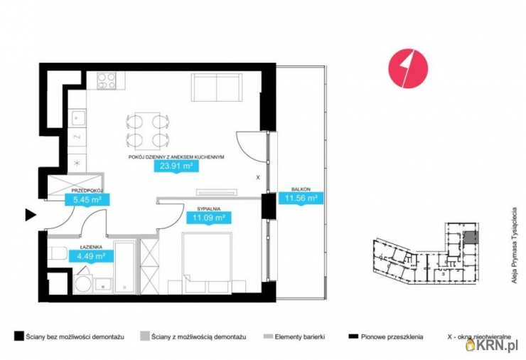 Warszawa, Żoliborz, ul. Dymińska, 2 pokojowe, Mieszkanie  na sprzedaż