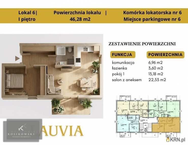 Namysłów, ul. B. Leśmiana, Mieszkanie  na sprzedaż, 2 pokojowe