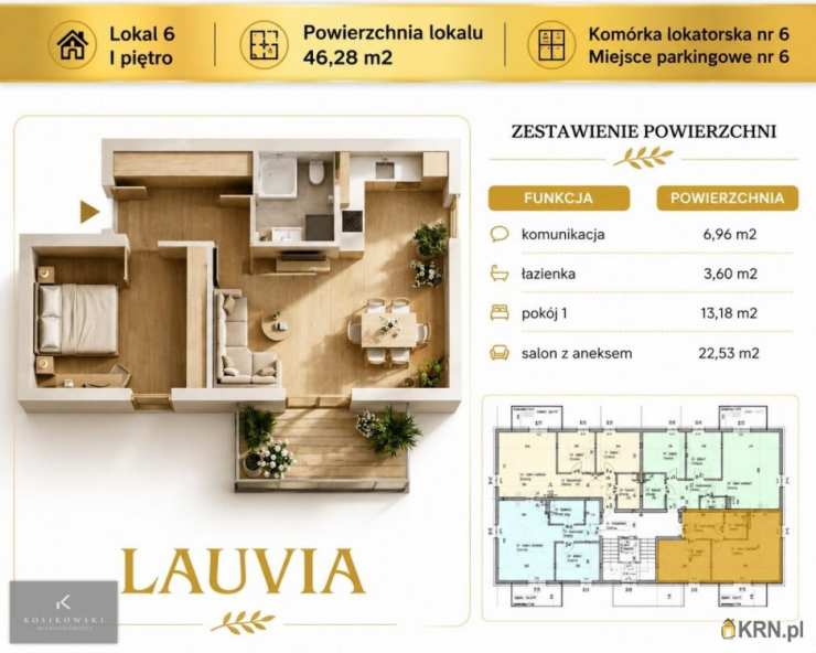 Mieszkanie  na sprzedaż, Namysłów, ul. B. Leśmiana, 2 pokojowe
