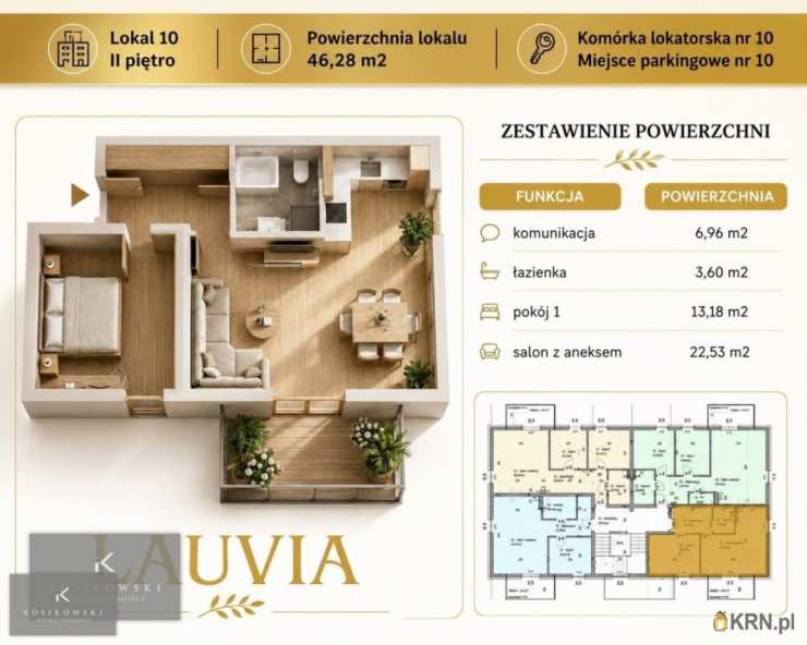 Namysłów, ul. B. Leśmiana, Mieszkanie  na sprzedaż, 2 pokojowe