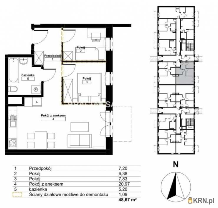 Mieszkanie  na sprzedaż, 3 pokojowe, Kraków, Bieżanów-Prokocim/Złocień, ul. 