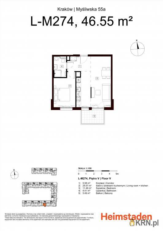 Mieszkanie  na sprzedaż, Kraków, Podgórze/Płaszów, ul. Myśliwska, 2 pokojowe