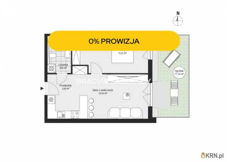 Mieszkanie  na sprzedaż, Kraków, Podgórze/Rybitwy, ul. Bukowa, 2 pokojowe