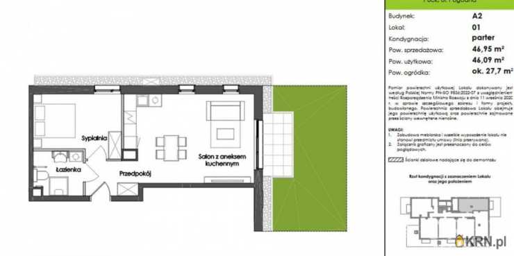 Mieszkanie  na sprzedaż, 2 pokojowe, Mrzezino, ul. Pogodna