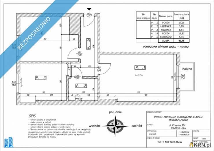 Mieszkanie  na sprzedaż, Lublin, Śródmieście, ul. F. Chopina, 3 pokojowe