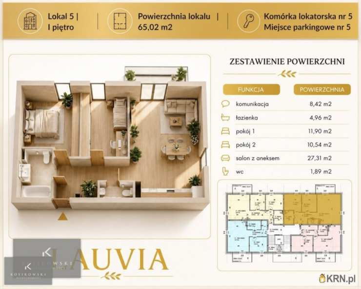 Namysłów, ul. B. Leśmiana, 2 pokojowe, Mieszkanie  na sprzedaż