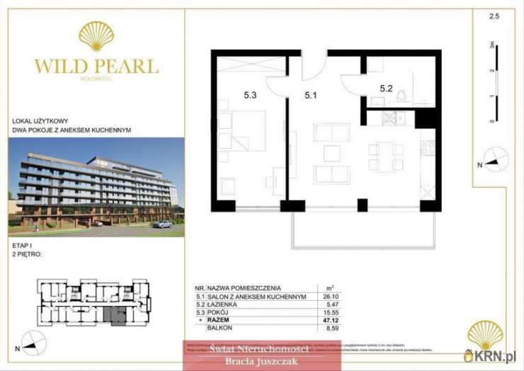 Mieszkanie  na sprzedaż, 2 pokojowe, Kołobrzeg, ul. 