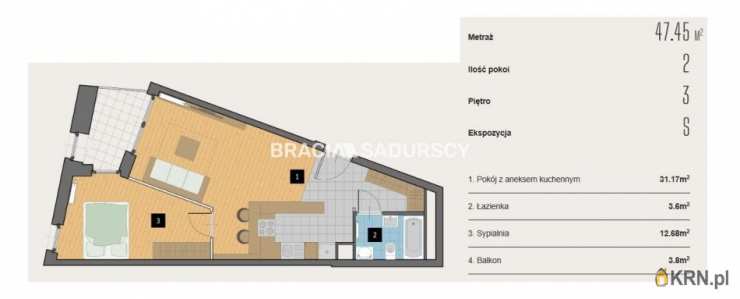 Kraków, Krowodrza, ul. Kijowska, 2 pokojowe, Mieszkanie  na sprzedaż