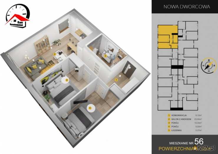 3 pokojowe, Mieszkanie  na sprzedaż, Piotrków Kujawski, ul. Dworcowa