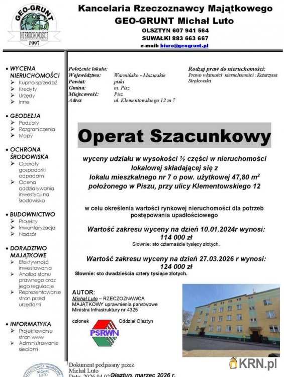 Pisz, ul. , 2 pokojowe, Mieszkanie  na sprzedaż