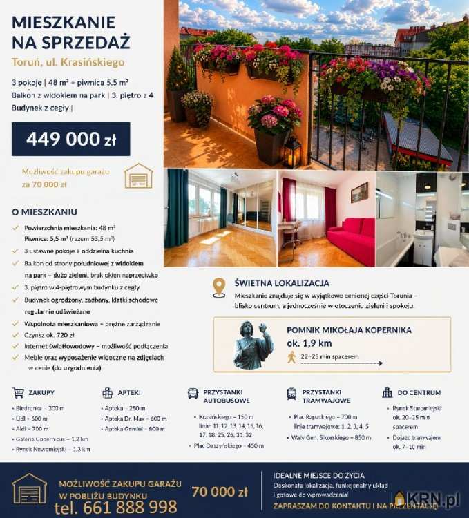 Mieszkanie  na sprzedaż, Toruń, Bydgoskie Przedmieście, ul. , 3 pokojowe