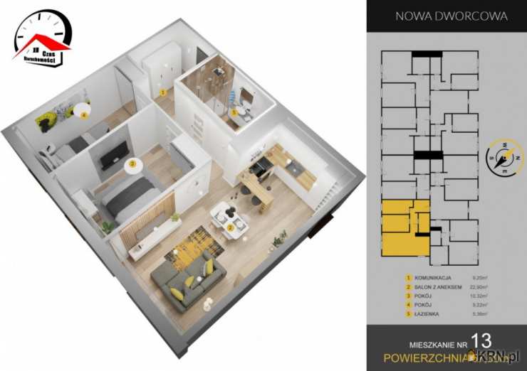 Piotrków Kujawski, ul. Dworcowa, 3 pokojowe, Mieszkanie  na sprzedaż