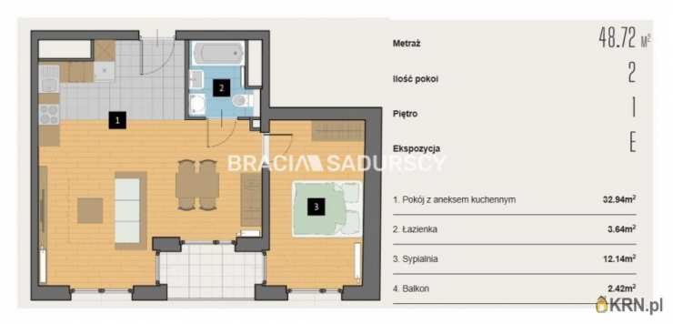 Kraków, Krowodrza, ul. Kijowska, 2 pokojowe, Mieszkanie  na sprzedaż