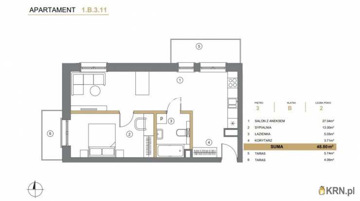 Wieliczka, ul. A. Asnyka, Mieszkanie  na sprzedaż, 2 pokojowe