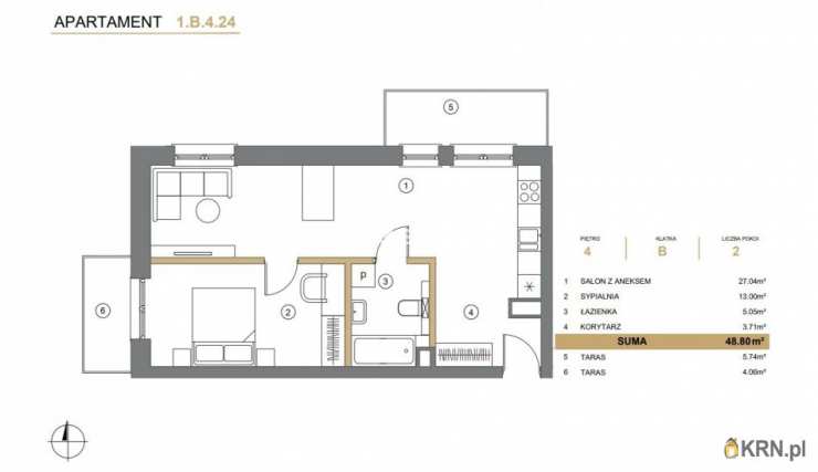 Wieliczka, ul. A. Asnyka, 2 pokojowe, Mieszkanie  na sprzedaż