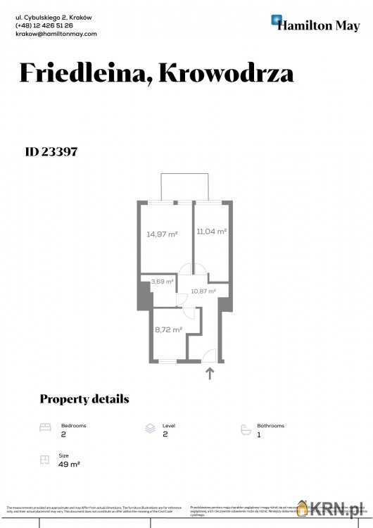 Hamilton May, Mieszkanie  na sprzedaż, Kraków, Krowodrza, ul. J. Friedleina