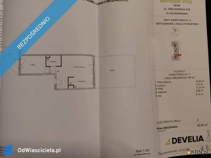 Warszawa, Bemowo, ul. Szeligowska, 2 pokojowe, Mieszkanie  na sprzedaż