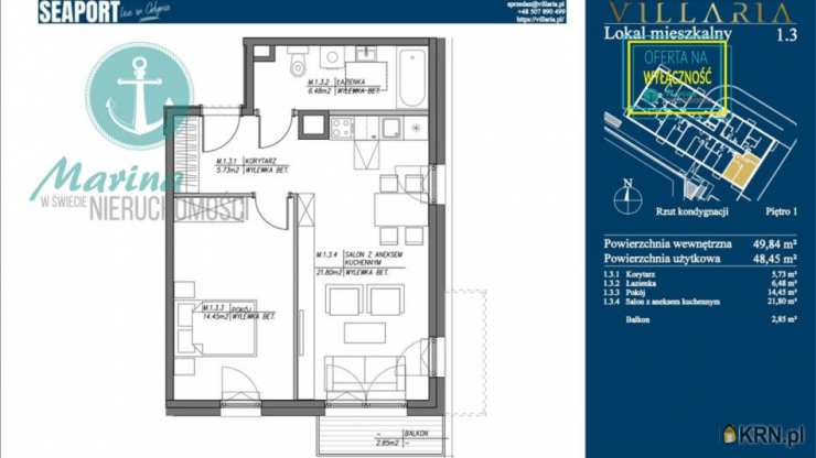 Marina w Świecie Nieruchomości, Mieszkanie  na sprzedaż, Gdynia, Grabówek, ul. H. Kołłątaja