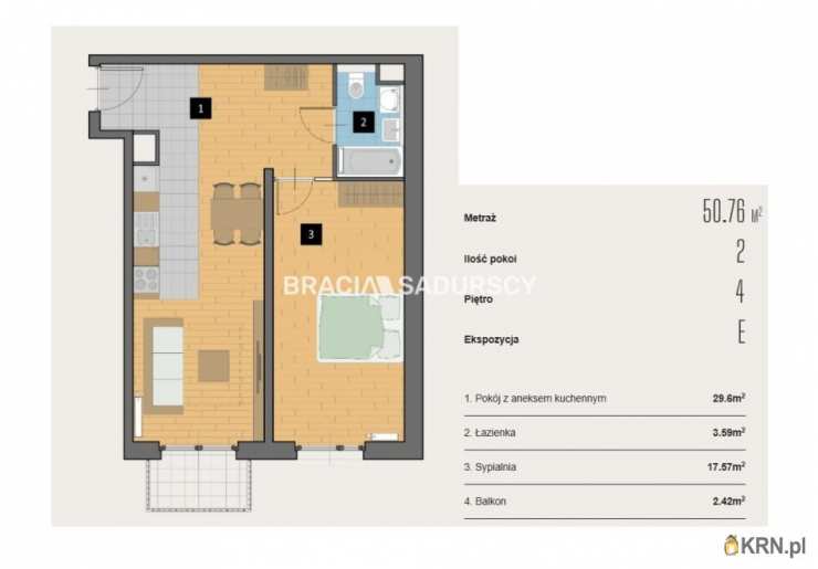 Kraków, Krowodrza, ul. Kijowska, 2 pokojowe, Mieszkanie  na sprzedaż