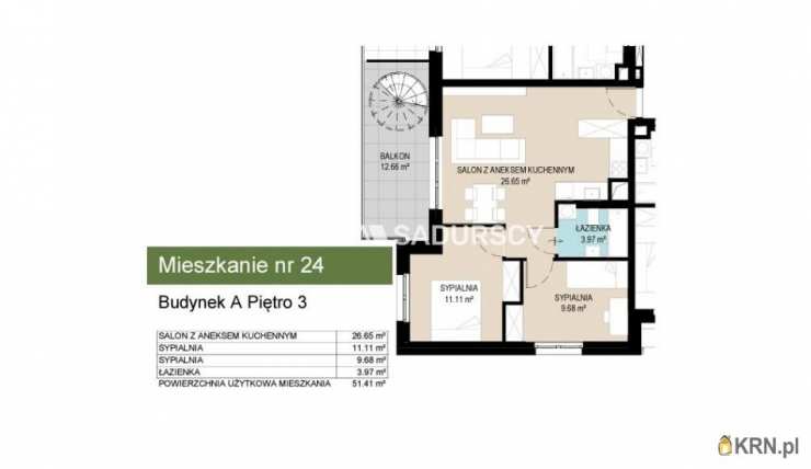 3 pokojowe, Mieszkanie  na sprzedaż, Kraków, Wzgórza Krzesławickie, ul. Kantorowicka