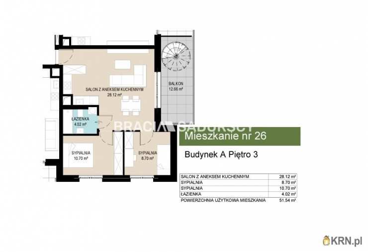 3 pokojowe, Mieszkanie  na sprzedaż, Kraków, Wzgórza Krzesławickie, ul. Kantorowicka